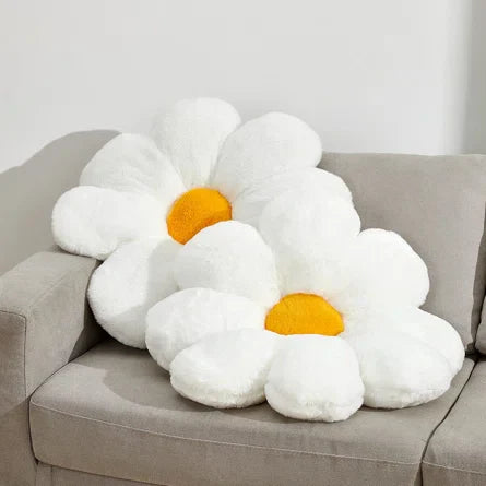 AVS Beautiful Sunflower Shaped Throw Pillows Decorative Floor Cushion Bedroom Bed Room (35CM, White)