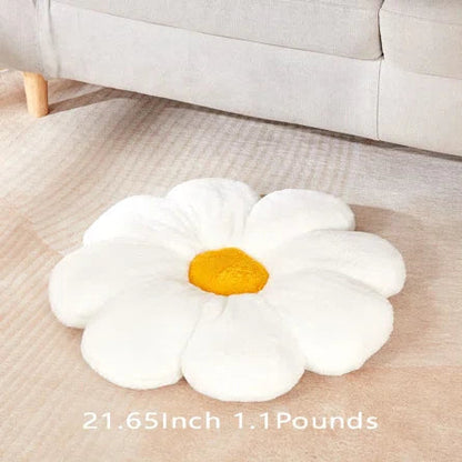 AVS Beautiful Sunflower Shaped Throw Pillows Decorative Floor Cushion Bedroom Bed Room (35CM, White)